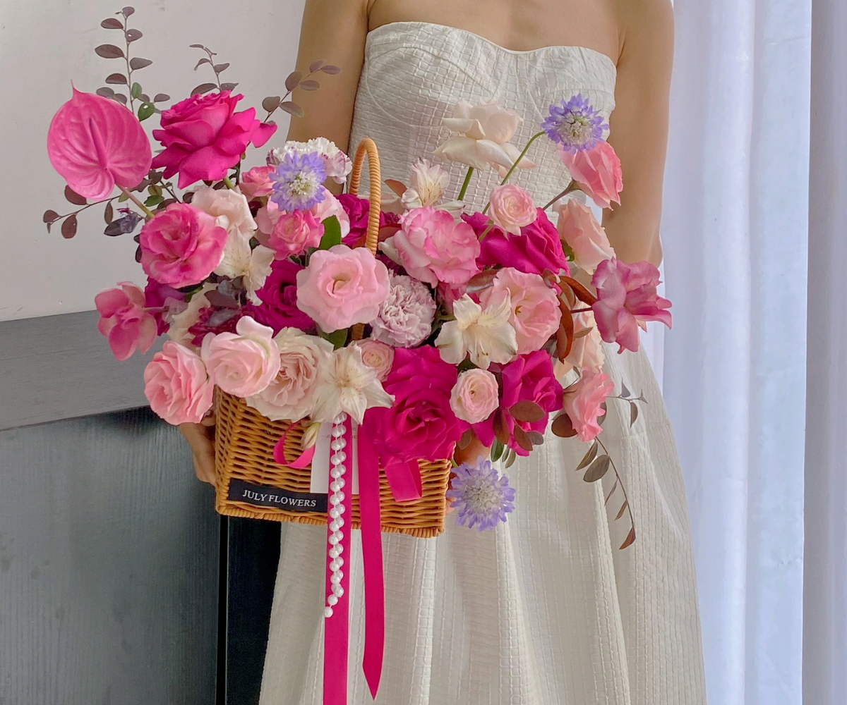 无锡鲜花同城速递手提花篮混搭花束江阴市生日乔迁送长辈配送花店