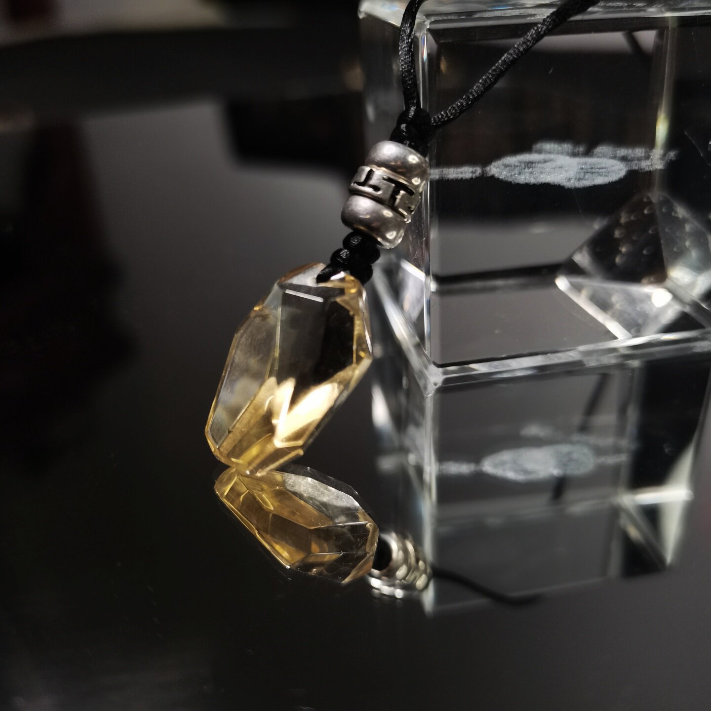 天然黄水晶切面吊坠锁骨链毛衣链