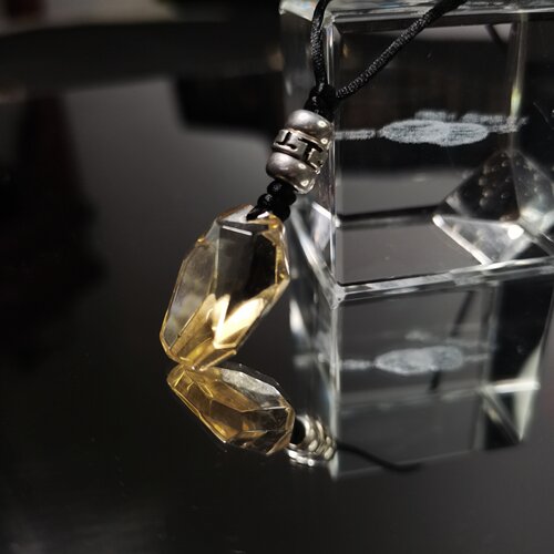 天然黄水晶切面吊坠锁骨链毛衣链