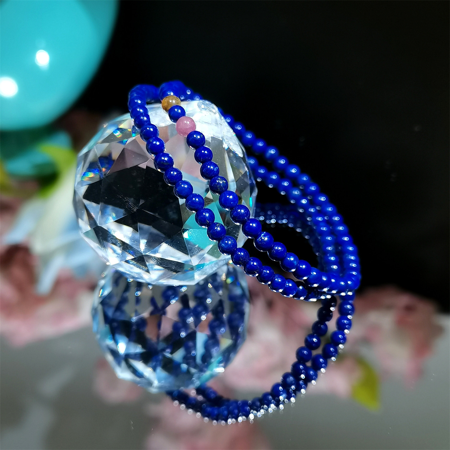 显白青金石细手链深海蓝气质手串