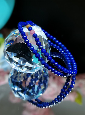 显白青金石细手链深海蓝气质手串