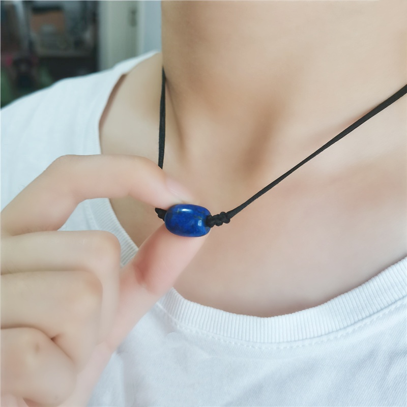 天然青金石锁骨链项链简约吊坠