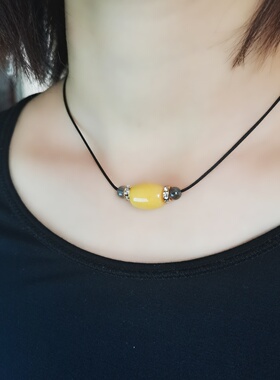 设计蜜蜡玉锁骨项链好运礼物定制