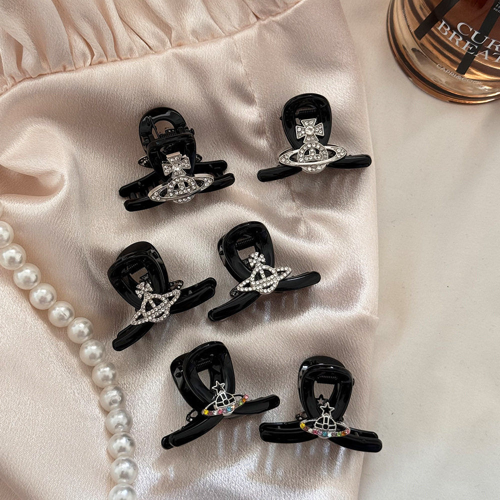 韩版复古星球土星抓夹水钻清冷感韩国网红大号鲨鱼夹后脑勺发夹女