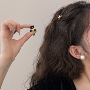 公主头抓夹前额刘海小发夹爱心蝴蝶结发抓可爱红色发卡头饰夹子女