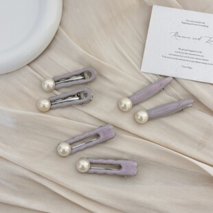 法式复古珍珠发夹甜妹2024新款高端侧边简约前额刘海夹气质鸭嘴夹