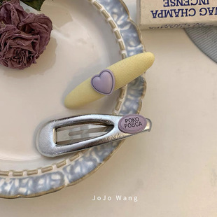 奶紫+奶黄！韩国超可爱对夹b备侧边刘海夹碎发夹简约时尚夹子发饰