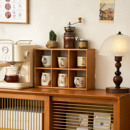 樱桃木杯子置物架多层马克杯咖啡杯收纳架桌面实木格架盲盒展示架