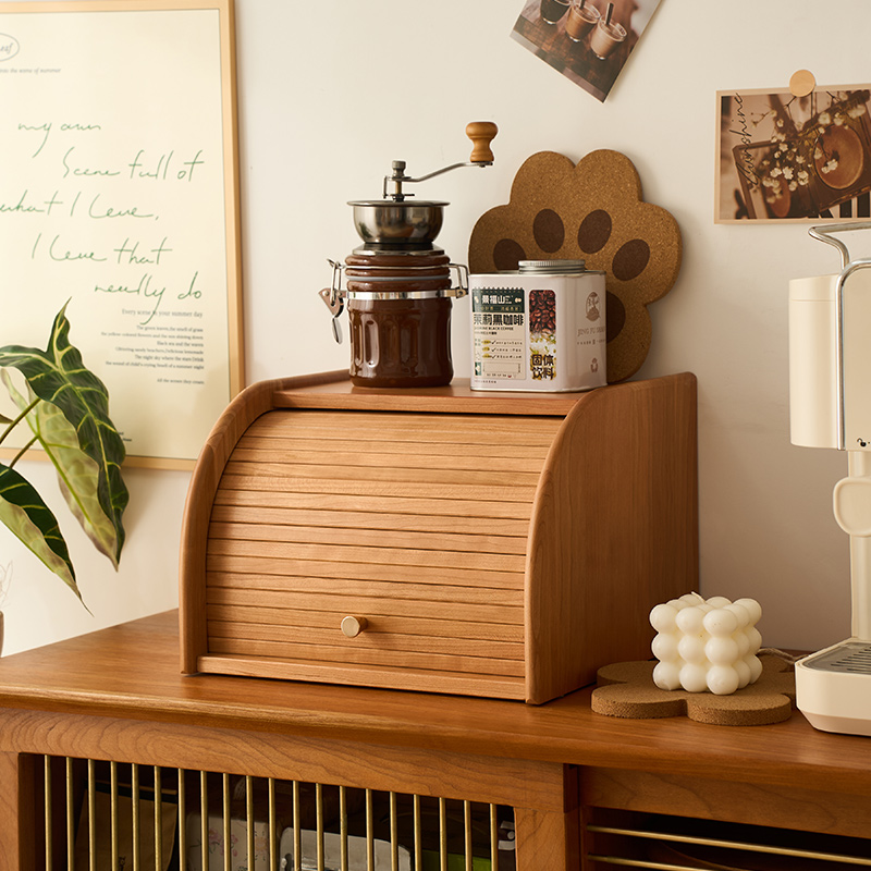 樱桃木卷帘门桌面收纳盒