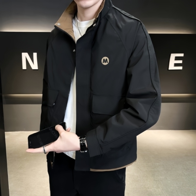 皮尔卡丹男士立领工装夹克春秋新款简约休闲时尚百搭外套男装上衣