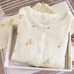 孕妇睡衣产妇大码 薄款 产后 双层纯棉纱布网红月子服哺乳套装 春夏季