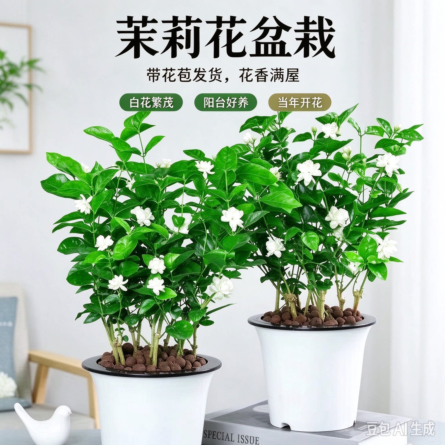 浓香重瓣白茉莉四季好养盆栽