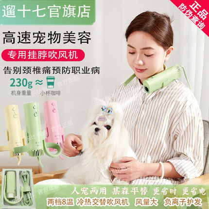 遛十七宠物美容吹风机深度降噪双速大风力挂脖狗狗猫咪吹水拉毛机