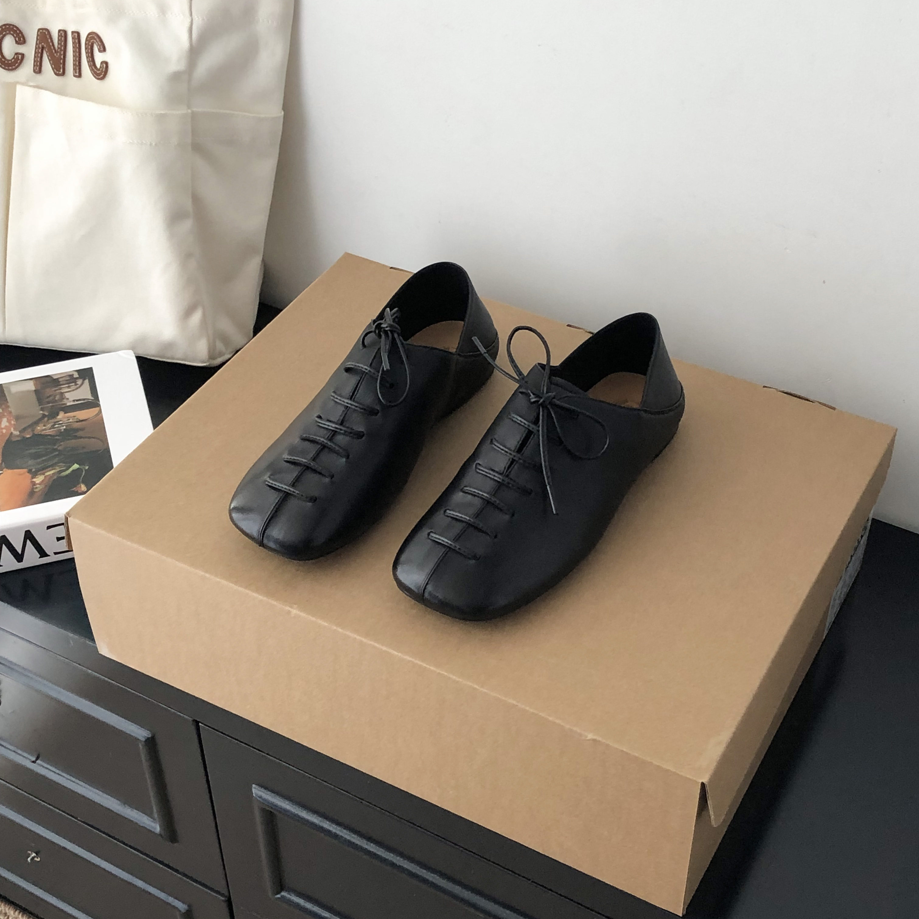 真皮复古方头平底通勤系带两穿德比单鞋女2026春季新款百搭小皮鞋,女鞋,深口单鞋,淘宝优惠券,粉丝福利购,淘宝优惠卷