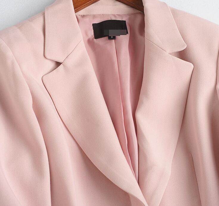 SPRING FOLD SIMPLE ATMOSPHERE PINK SUIT COLLAR CONCEALED BUTTON PLACKET SLIM LONG-SLEEVED JACKET SUIT TOP WOMEN