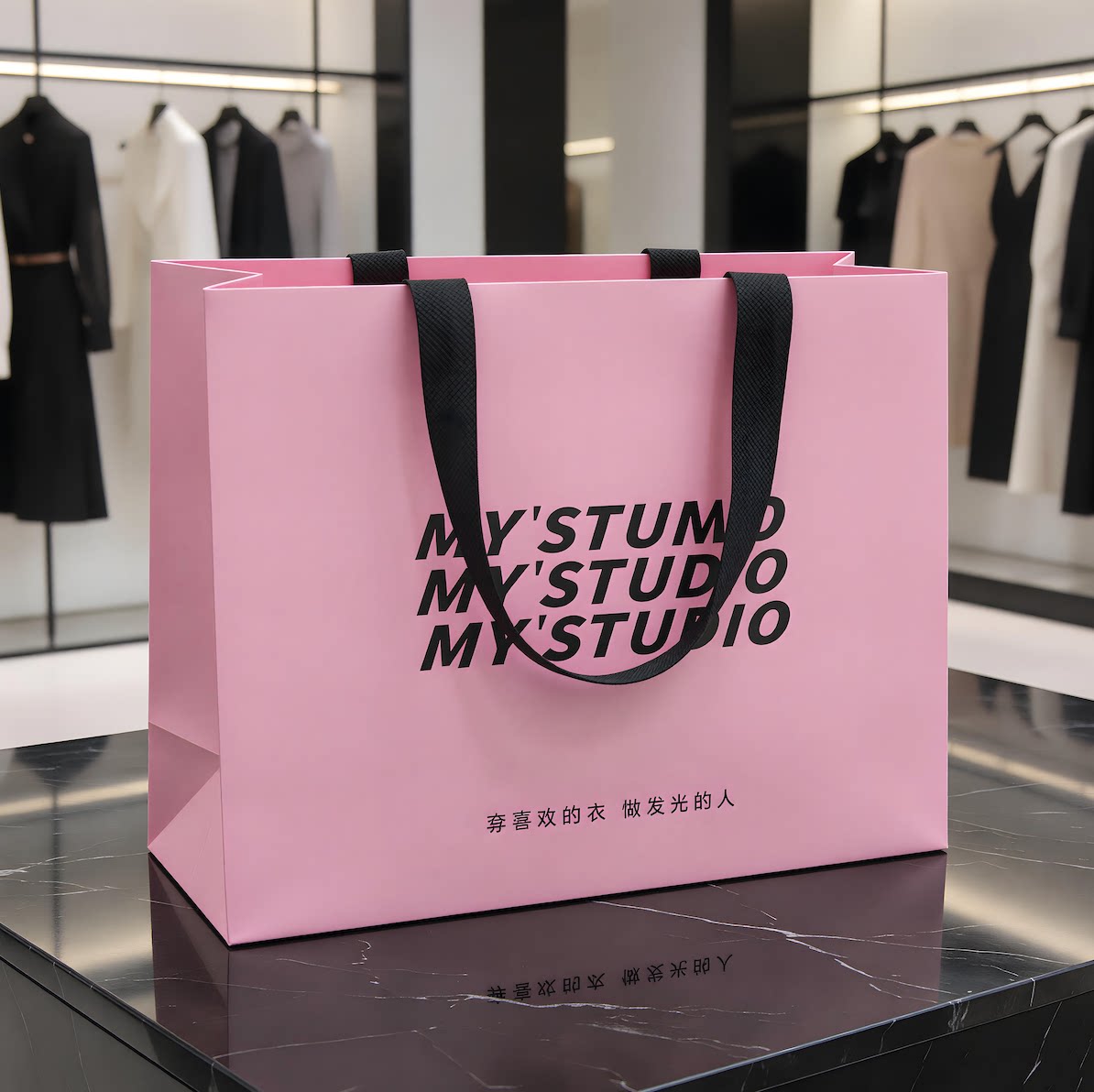 高端服装店手提袋定制衣服包装高级感纸袋印刷logo女装店购物袋子