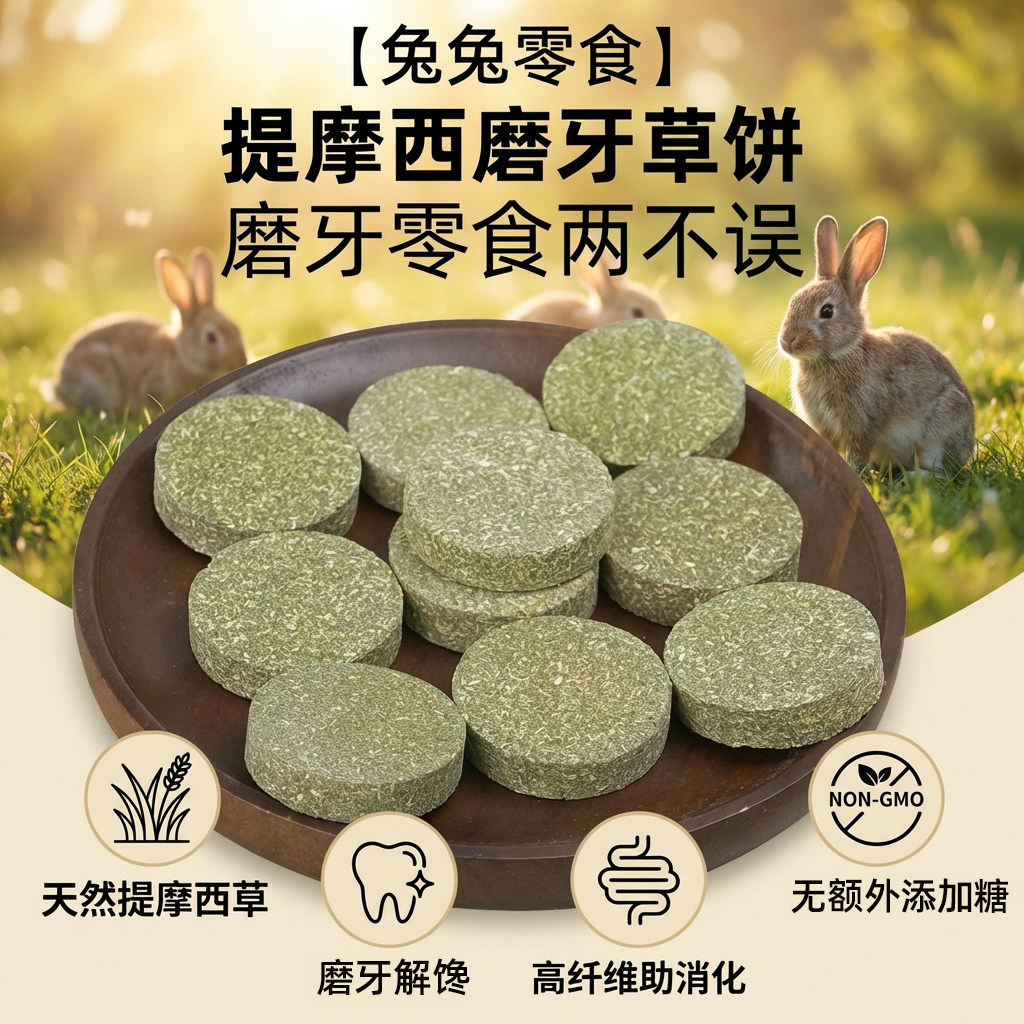 牛宠提摩西草饼磨牙营养宠物零食