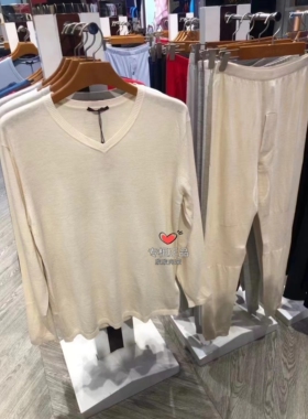 爱慕先生专柜正品v领山羊绒保暖长袖长裤套装NS72/73N21男