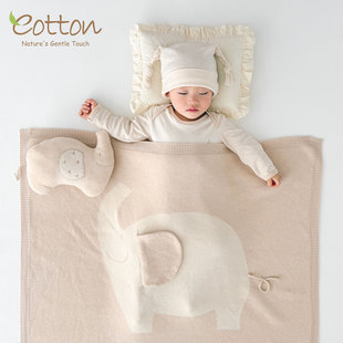 eotton彩棉婴儿针织毯子宝宝盖毯纯棉新生儿抱毯推车毯加厚保暖毯