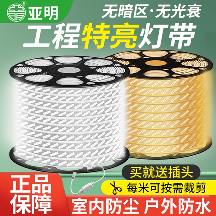 亚明220v高压灯带led灯条家用客厅超亮外墙商用室外户外庭院防水