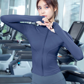 女速干紧身小立领显瘦瑜伽跑步运动外套上衣 健身长袖 修身 拉链开衫