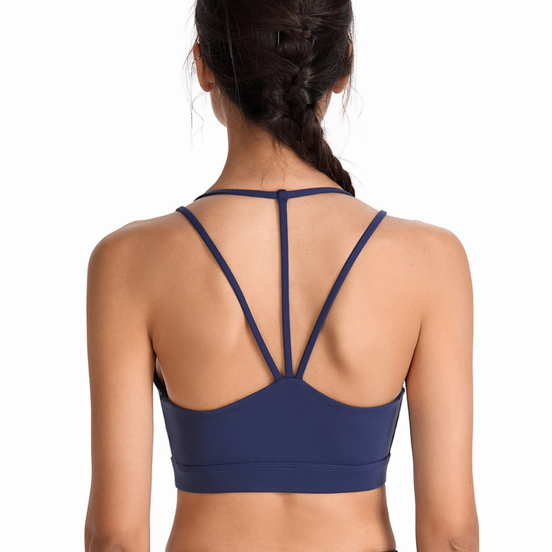 细肩带性感美背运动内衣女纯色防震定型跑步瑜伽健身聚拢背心文胸