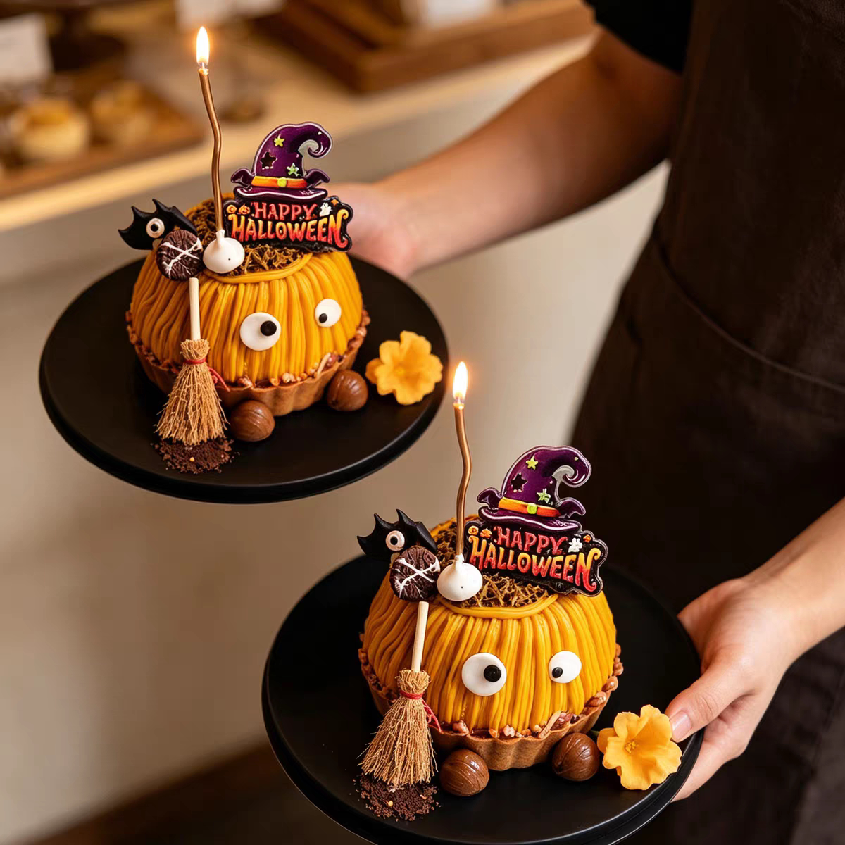 2026万圣节halloween迷你扫帚眼睛糖装扮南瓜蛋糕装饰插件亚克力