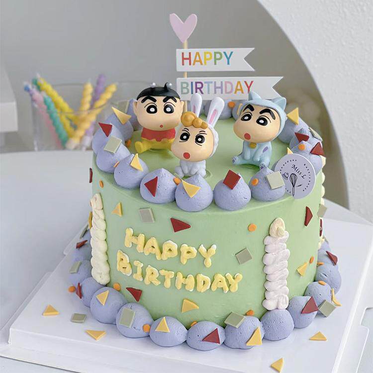 网红ins风烘焙蛋糕装饰烘焙摆件蜡笔小新男孩宝宝儿童插件插牌旗