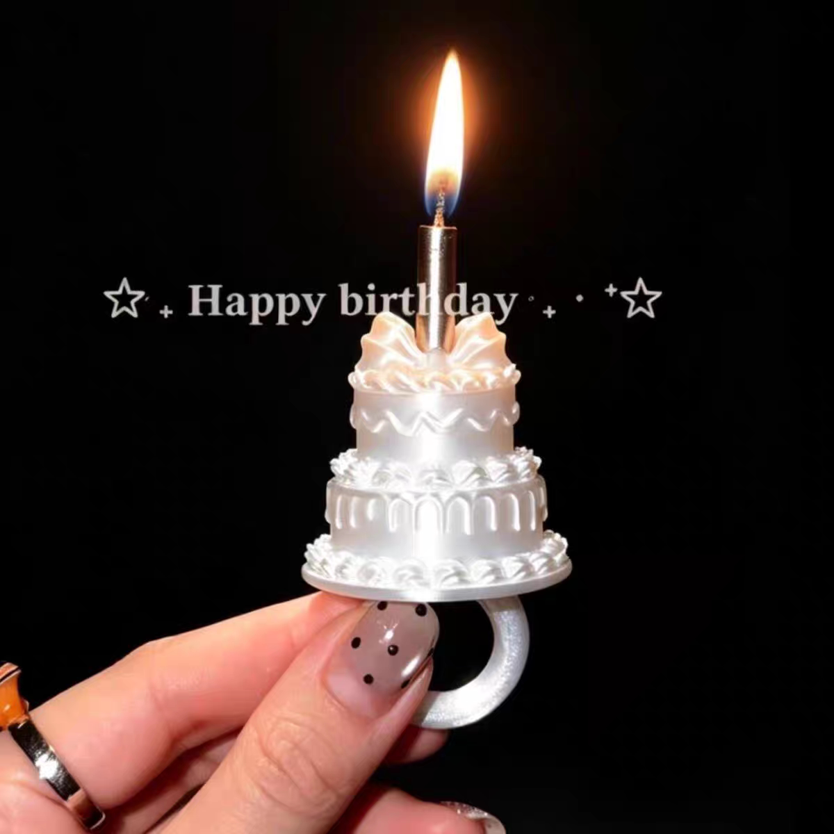 蛋糕蜡烛戒指生日梦幻道具拍照创意玫瑰花蛋糕装饰纪念礼物戒指