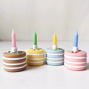 饰摆件软胶一年一度蛋糕儿童生日装 芭蕾风ins迷你夹心小蛋糕装 扮
