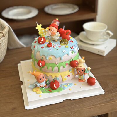 网红小孩儿童可爱苹果蜡烛星空人蛋糕装饰摆件生日派对甜品台插件
