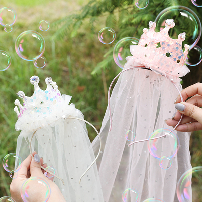 网红公主皇冠生日蛋糕发箍头箍宝宝儿童拍照网红派对道具装饰头纱