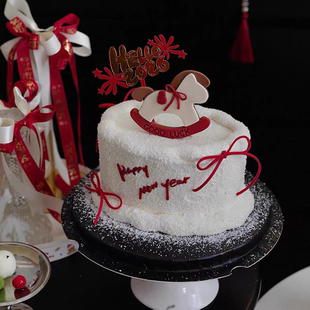 hello2026马年插件新年快乐派对插件跨年摇摇马亚克力蛋糕装饰