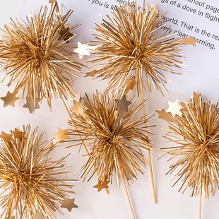 网红ins风韩式炫彩雨丝圣诞节新春生日蛋糕装饰插件镭射流苏装饰