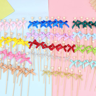 甜品台棒棒糖棍子蝴蝶结圆木棍蛋糕装饰圆珠交棒木棍甜品台装扮款
