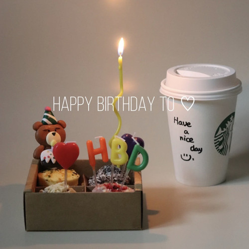 可爱小熊软陶爱心生日HBD蜡烛