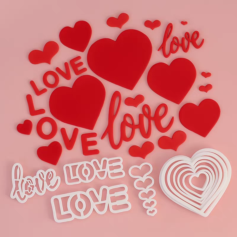 2025网红告白表白蛋情人节love大小爱心520糕装饰DIY模具翻糖切模