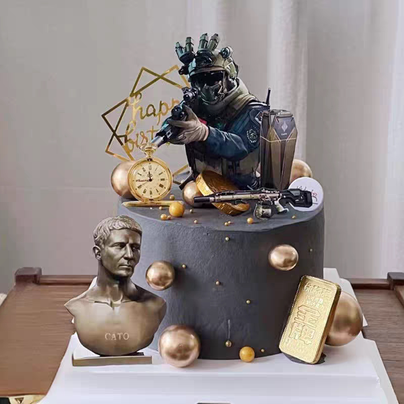 三角洲主题男孩生日蛋糕插件蛋糕装饰特种兵坦克火箭炮导弹机枪
