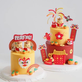 扮插牌可爱马宝宝蛋糕装 2026新年马年跨年元 旦礼花烘焙装 饰摆件