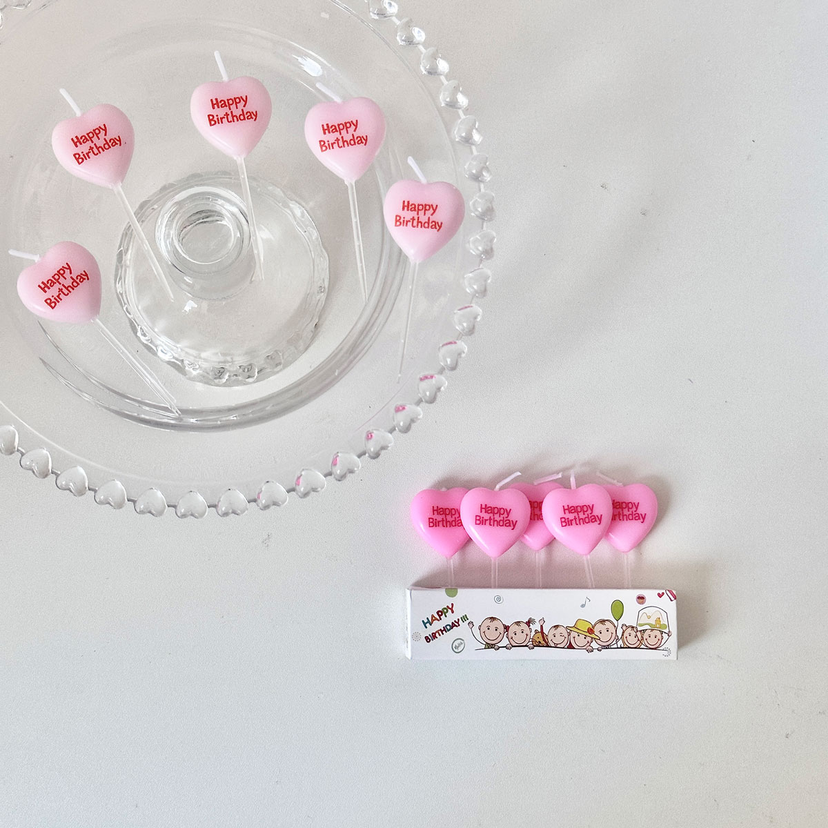 粉色字母愛心happybirthday蠟燭