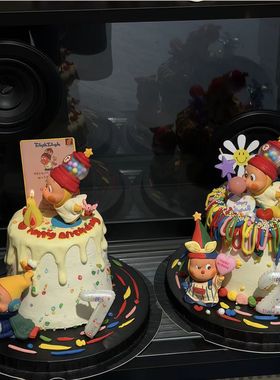 卡通蜡烛星星人可爱吹泡泡星星人摆件白色数字蜡烛蛋糕装饰摆件