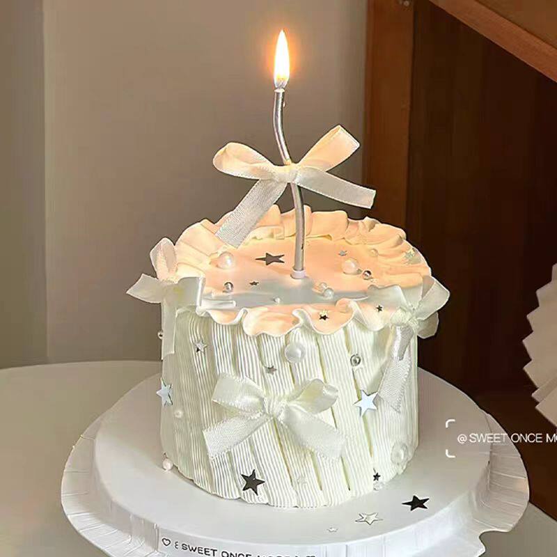 小红书同款简约款白色蝴蝶结仙女生日烘焙插件小清新星星蛋糕装饰