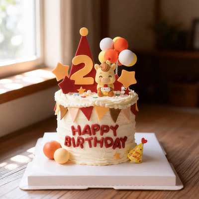 卡通派对帽马宝宝满月百天周岁生日插牌小马生肖蛋糕装饰玩偶摆件
