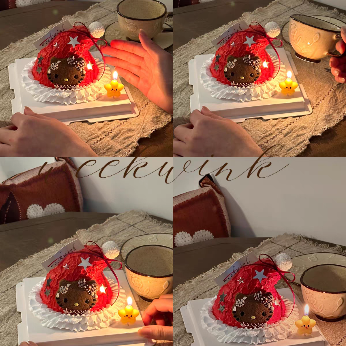 网红简约韩系星星蜡烛烘焙甜品装扮插件圣诞节亮片五角星蛋糕装饰