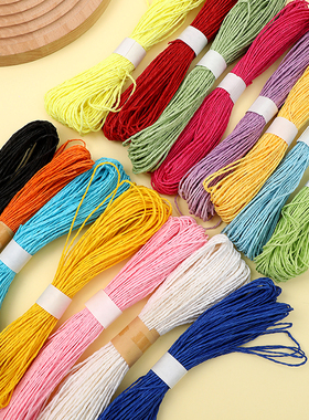 马卡龙色蛋糕装饰白色布丁杯封口麻绳粉色蓝色甜品绑带红色紫色