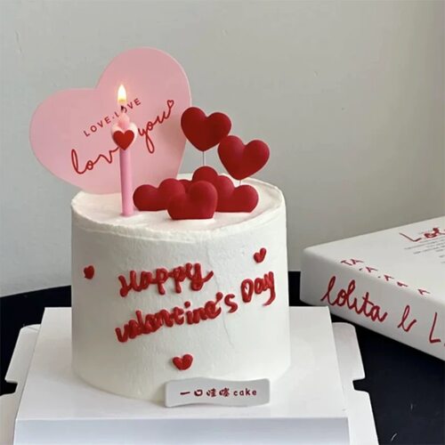 520网红情人节蛋糕装饰摆件爱心loveyou 卡片表白蜡烛插件模具