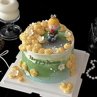 214情人节小王子蛋糕装饰情侣告白摆件2025捧花王子表白烘焙装扮