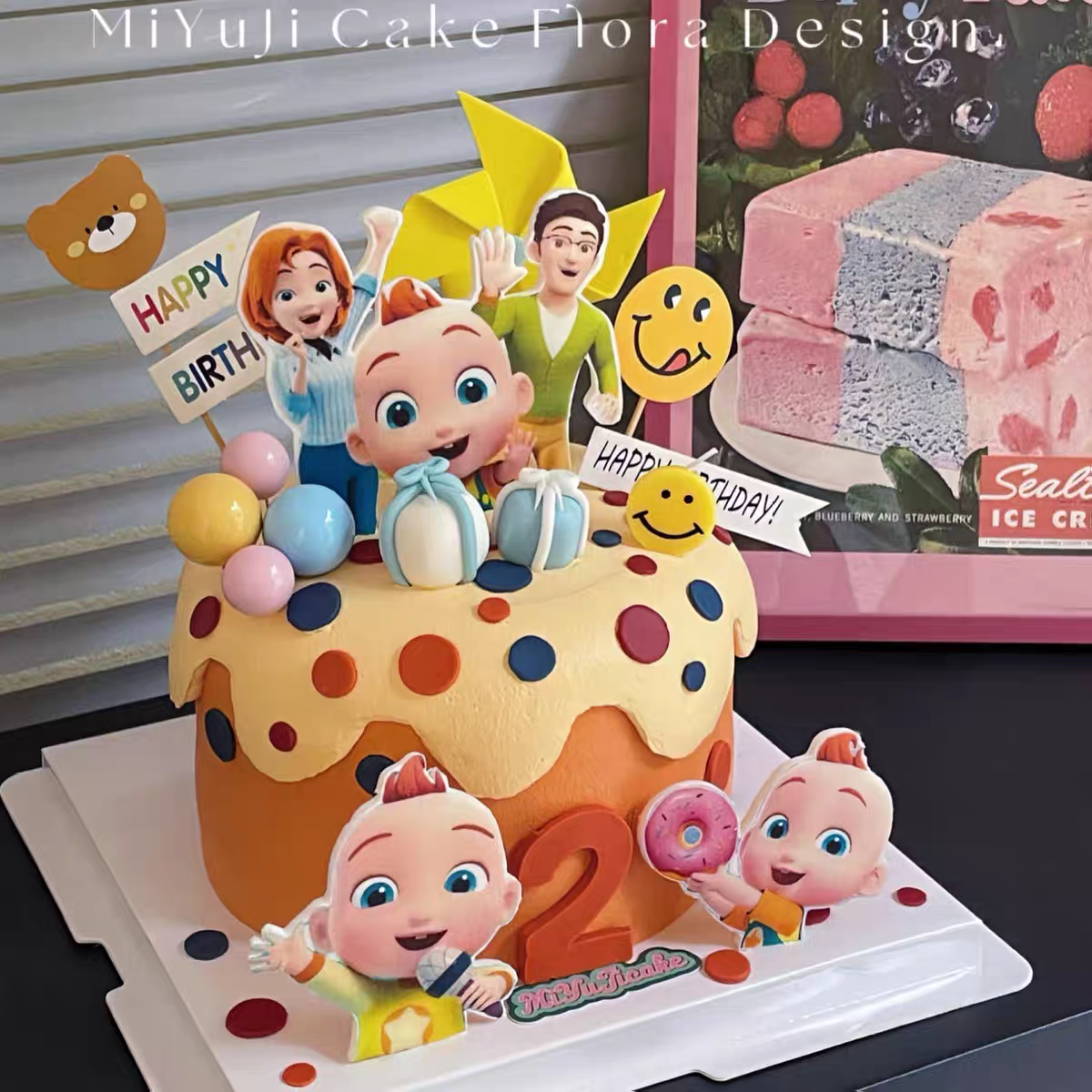 一家蛋糕插件男孩女孩甜品台装饰宝贝蛋糕烘焙装饰插件