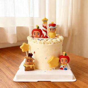 卡通软胶红苹果星星人儿童生日派对蛋糕装饰蜡烛星人甜品烘焙装扮