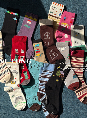 MONI 秋冬提花针织中筒袜 大童/成人